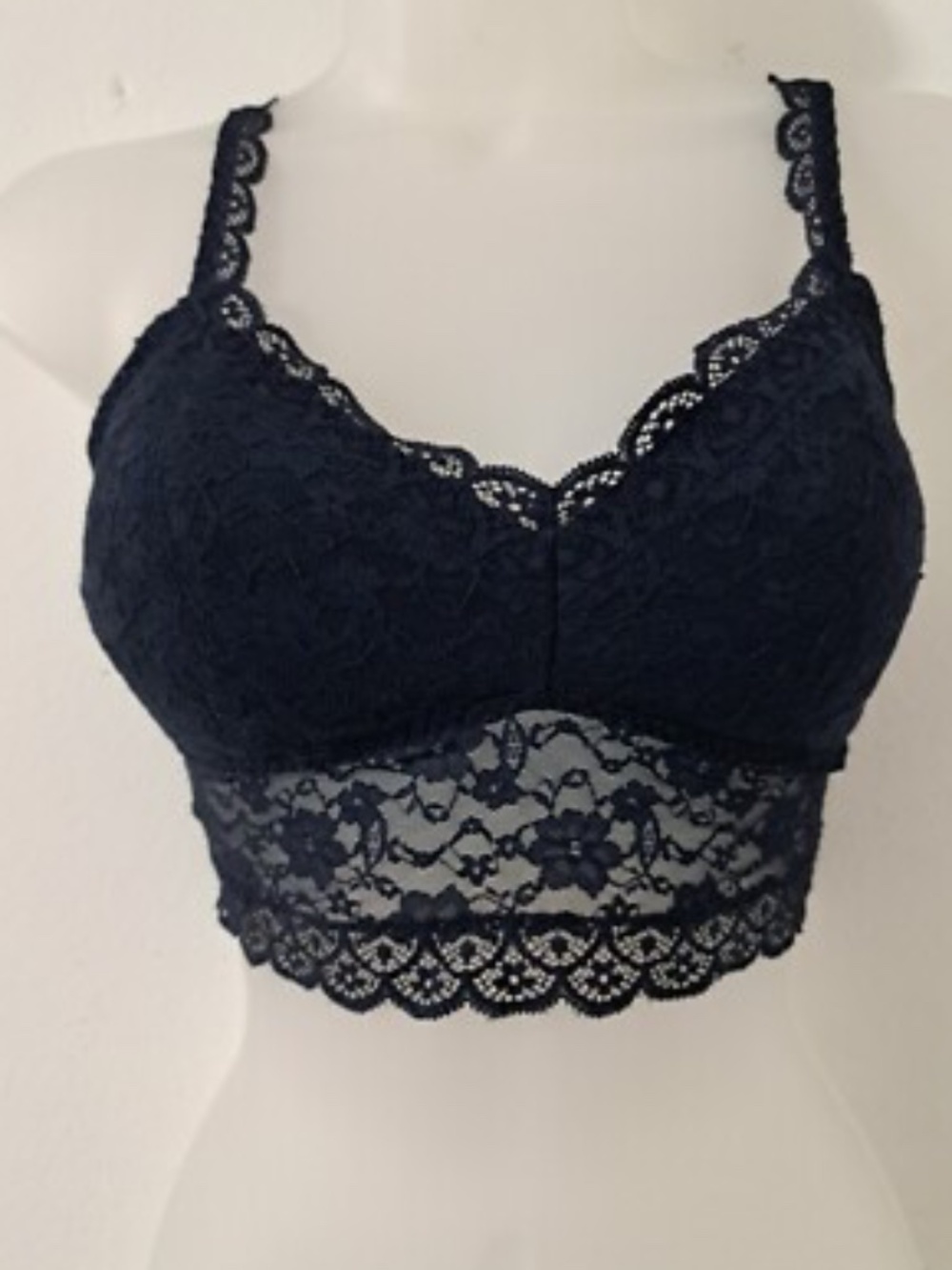 Hollister Navy Blue Lace Padded Bralette | Size Small